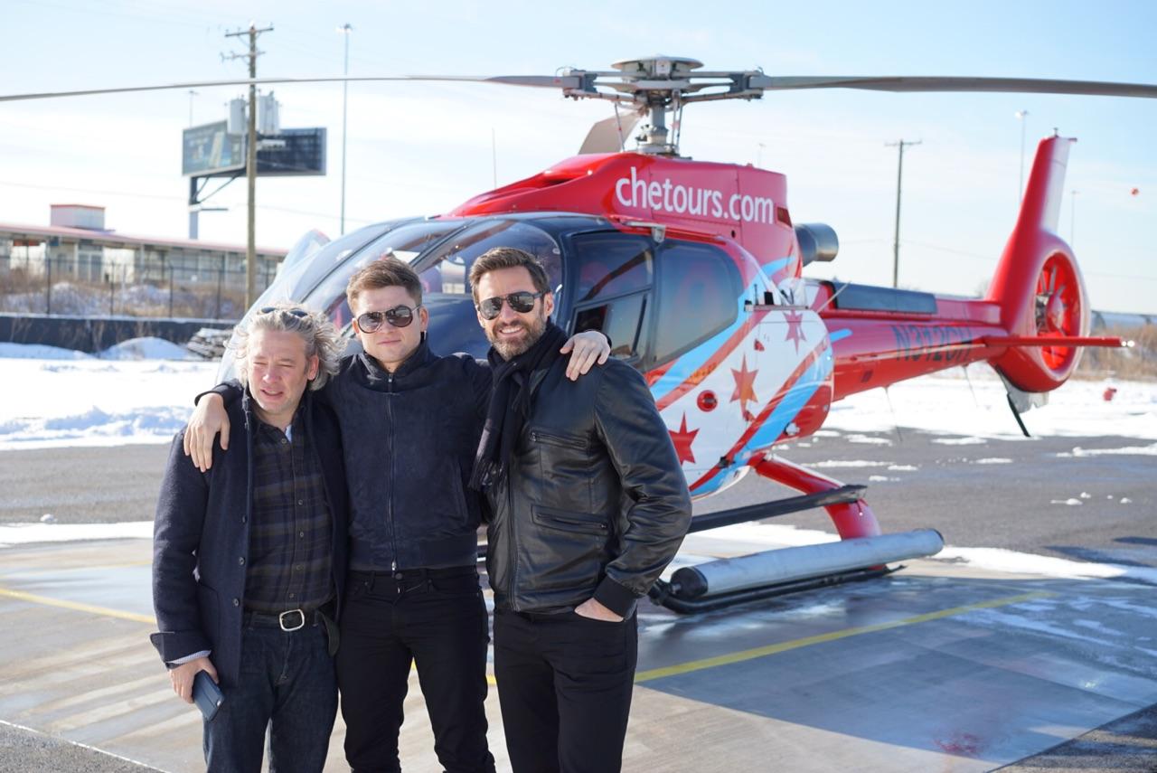 Hugh Jackman Takes a Helicopter Tour While in Chicago